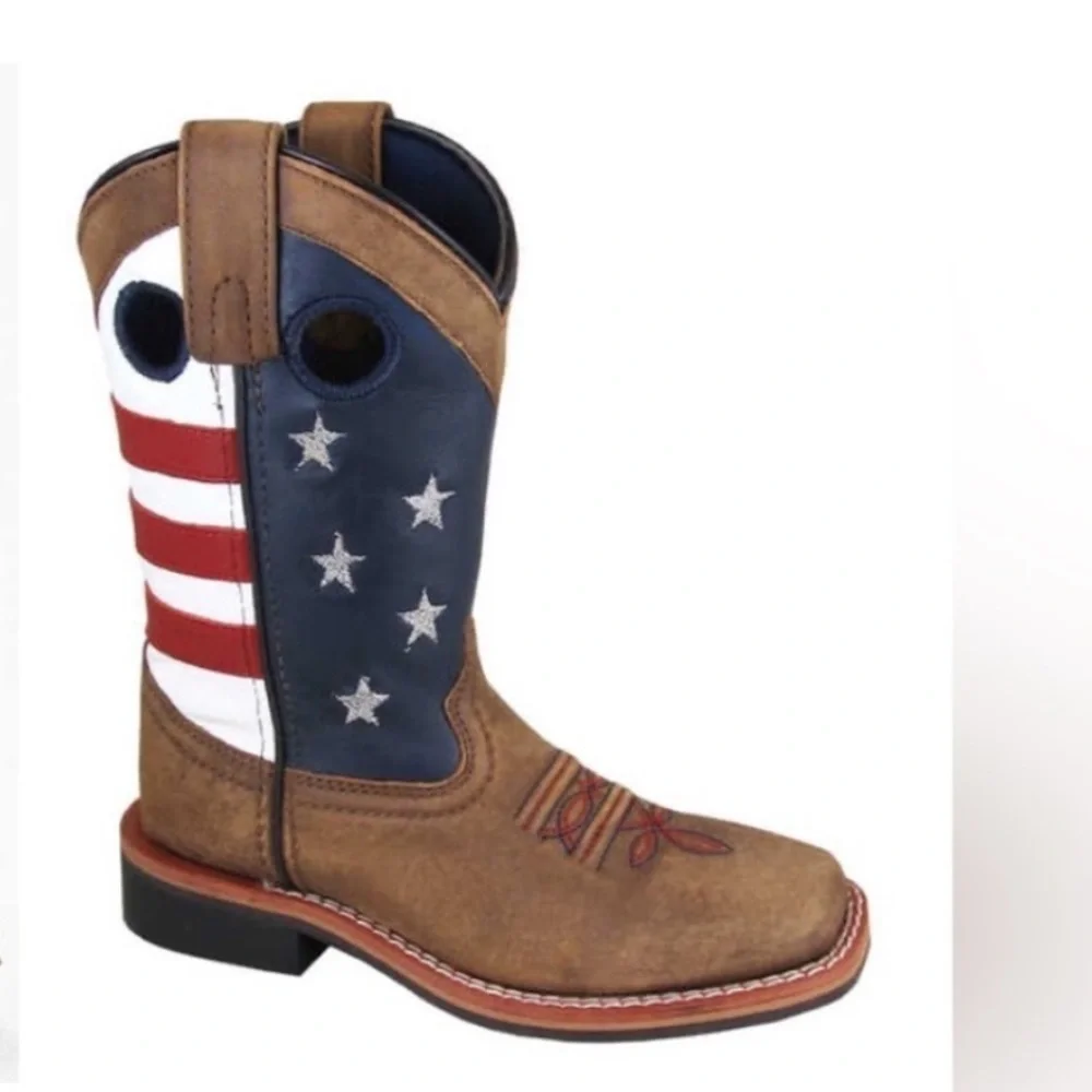 SMOKY MOUNTAIN BOYS' STARS AND STRIPES WESTERN BOOTS - SQUARE TOE 2